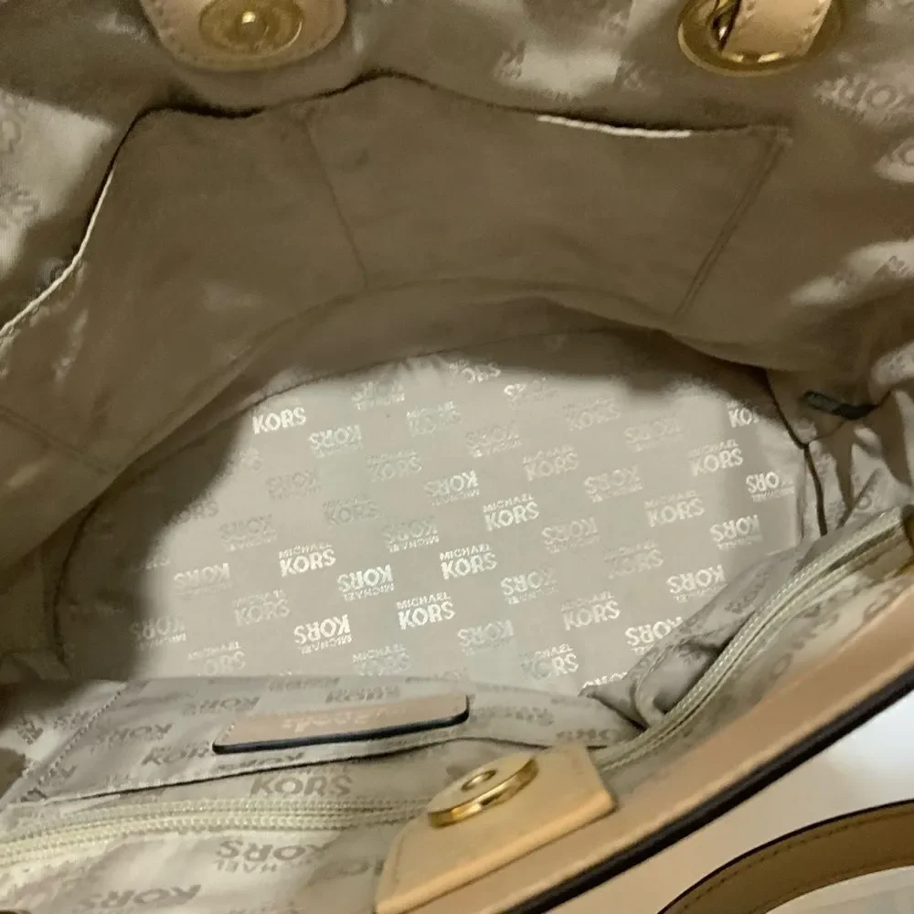 Michael Kors Leather Bag Jet Set Tote Handbag Shoulder Purse Tan